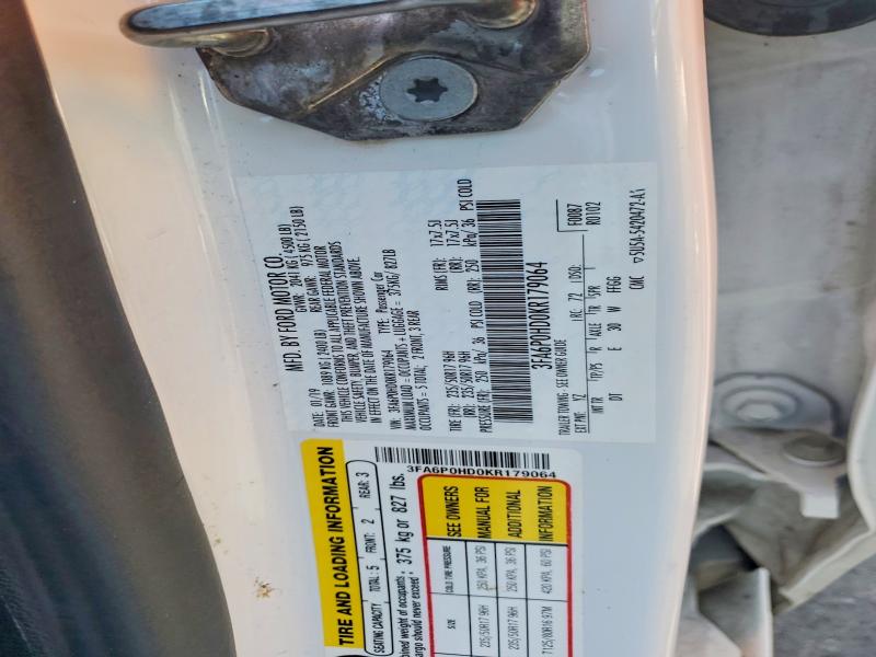 Aukcja sprzedaży 2019 Ford Fusion, vin: 3FA6P0HD0KR179064, numer aukcji: 52738356