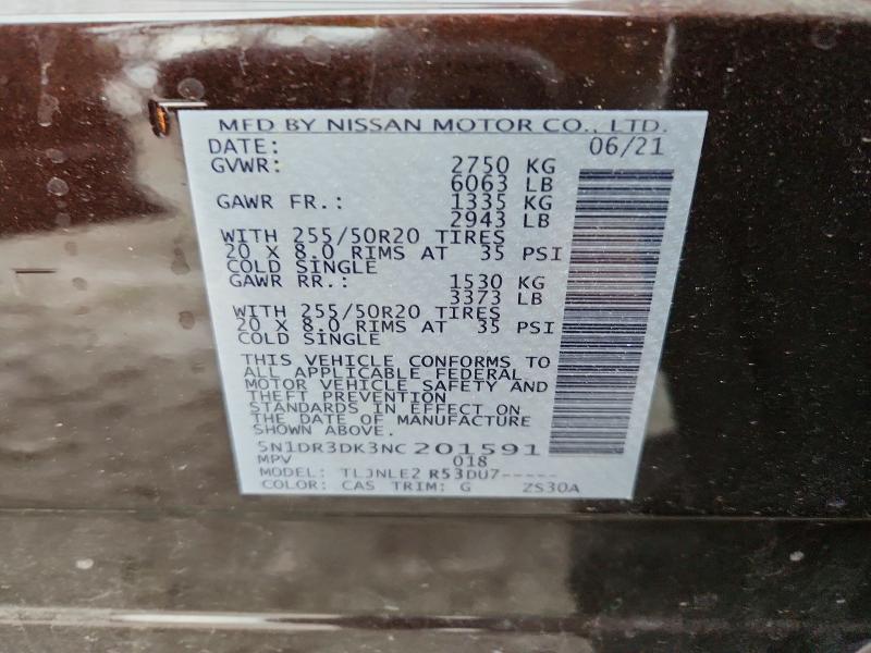 Продажа на аукционе авто 2022 Nissan Pathfinder, vin: 5N1DR3DK3NC201591, номер лота: 52195046