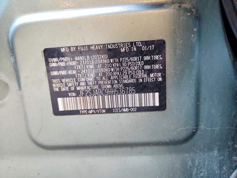 2017 Subaru Forester მანქანა იყიდება აუქციონზე, vin: JF2SJABC9HH536785, აუქციონის ნომერი: 53211356