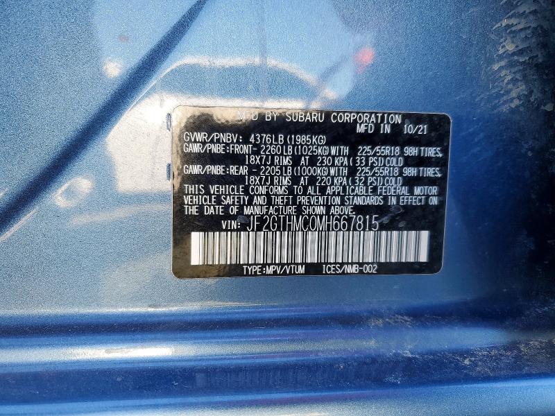 Продажа на аукционе авто 2021 Subaru Crosstrek, vin: JF2GTHMC0MH667815, номер лота: 52272056