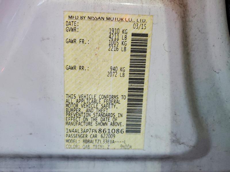 53163606 :رقم المزاد ، 1N4AL3AP7FN861086 vin ، 2015 Nissan Altima مزاد بيع