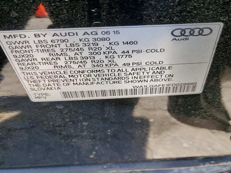 53254836 :رقم المزاد ، WA1LGAFE1FD029889 vin ، 2015 Audi Q7 مزاد بيع