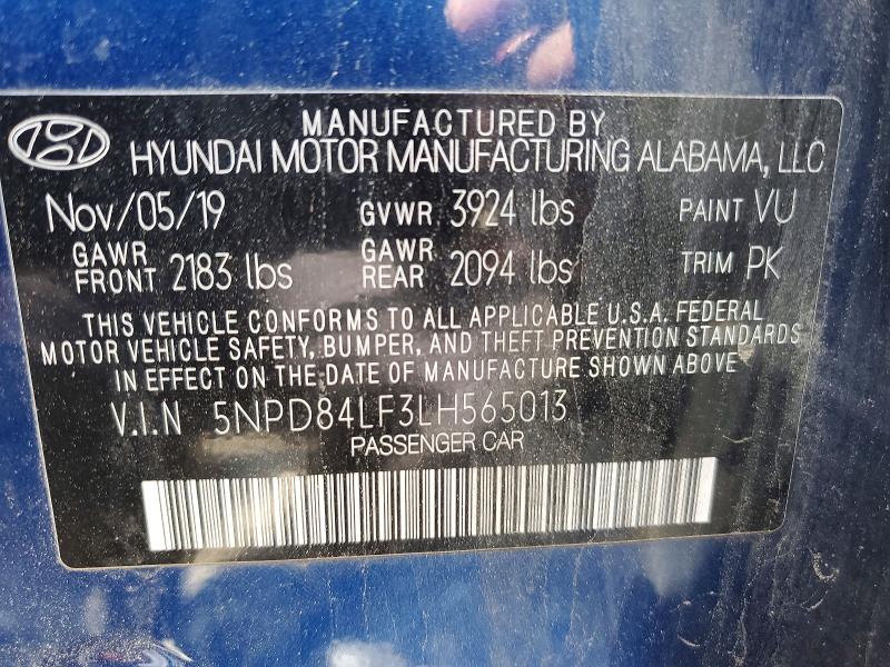 Aukcja sprzedaży 2020 Hyundai Elantra, vin: 5NPD84LF3LH565013, numer aukcji: 55348896