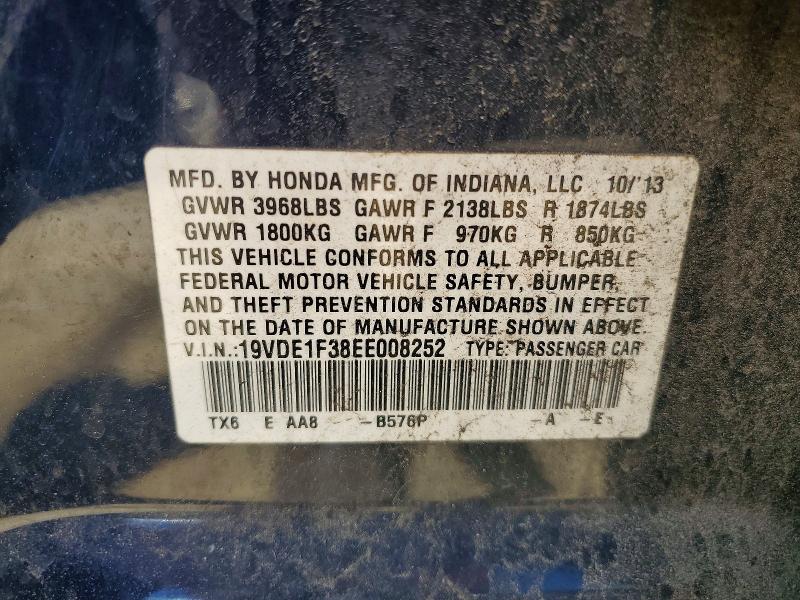 54964426 :رقم المزاد ، 19VDE1F38EE008252 vin ، 2014 Acura Ilx مزاد بيع