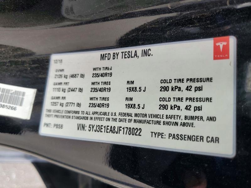 Продажа на аукционе авто 2018 Tesla Model 3, vin: 5YJ3E1EA8JF178022, номер лота: 55205286