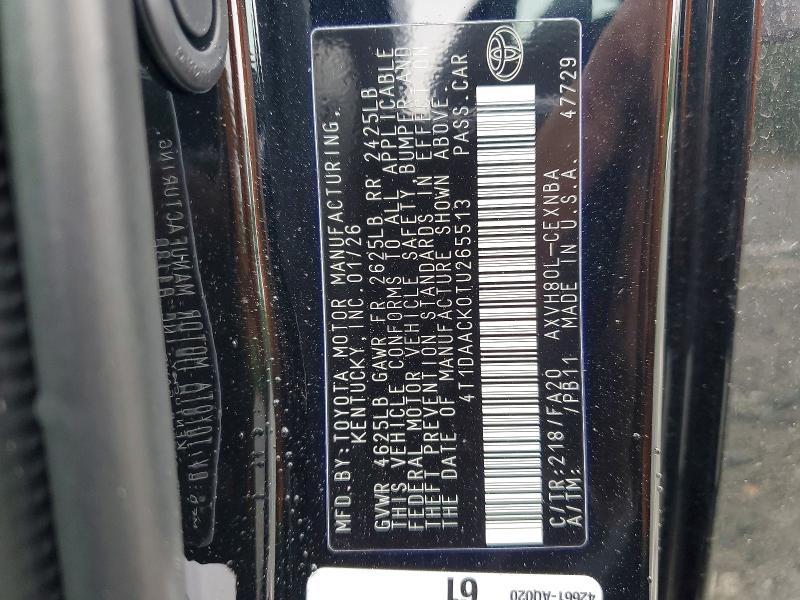 54964916 :رقم المزاد ، 4T1DAACK0TU265513 vin ، 2026 Toyota Camry مزاد بيع