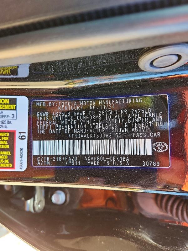 2025 Toyota Camry მანქანა იყიდება აუქციონზე, vin: 4T1DAACK4SU083165, აუქციონის ნომერი: 52222406