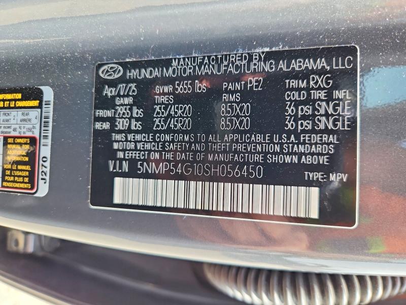 2025 Hyundai Santa Fe მანქანა იყიდება აუქციონზე, vin: 5NMP54G10SH056450, აუქციონის ნომერი: 53850526