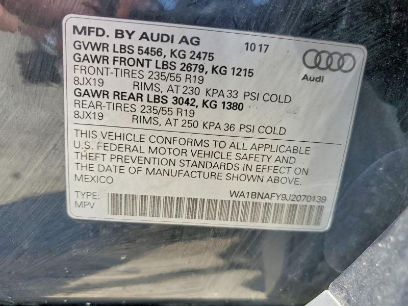 Продаж на аукціоні авто 2018 Audi Q5, vin: WA1BNAFY9J2070139, номер лоту: 53892886