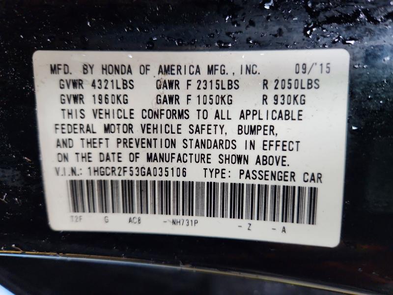 Aukcja sprzedaży 2016 Honda Accord, vin: 1HGCR2F53GA035106, numer aukcji: 52914096