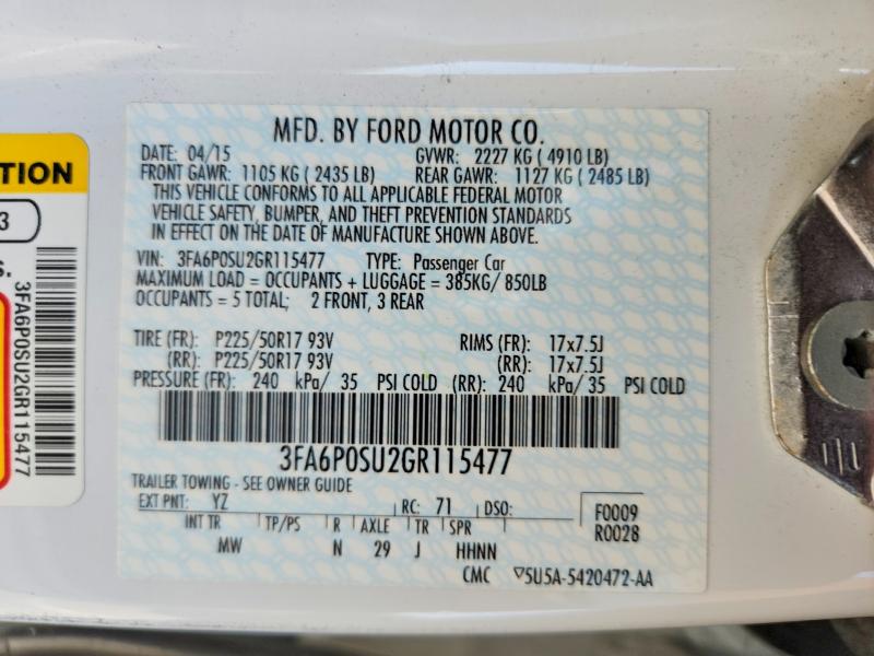 54254866 :رقم المزاد ، 3FA6P0SU2GR115477 vin ، 2016 Ford Fusion مزاد بيع