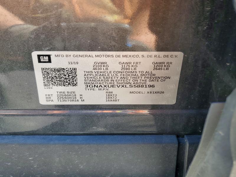 Aukcja sprzedaży 2020 Chevrolet Equinox, vin: 3GNAXUEVXLS588196, numer aukcji: 52774636