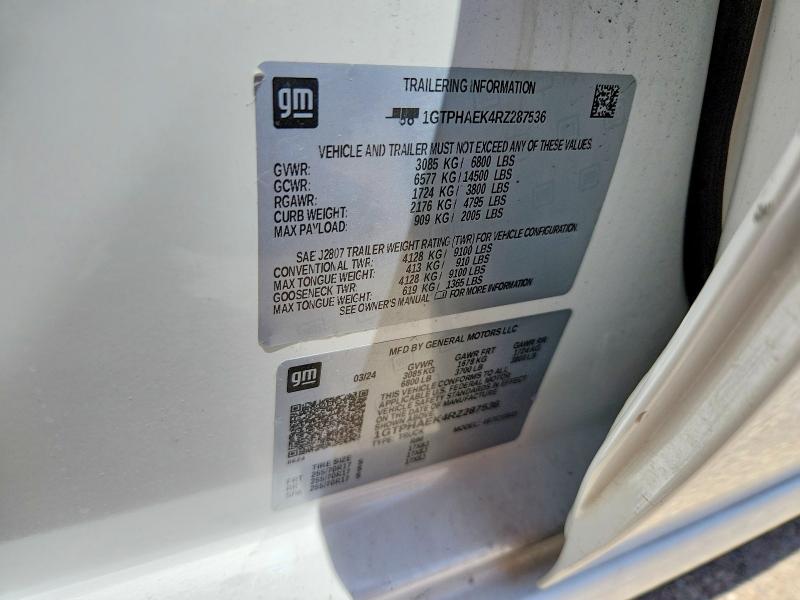 Продаж на аукціоні авто 2024 Gmc Sierra, vin: 1GTPHAEK4RZ287536, номер лоту: 50933036