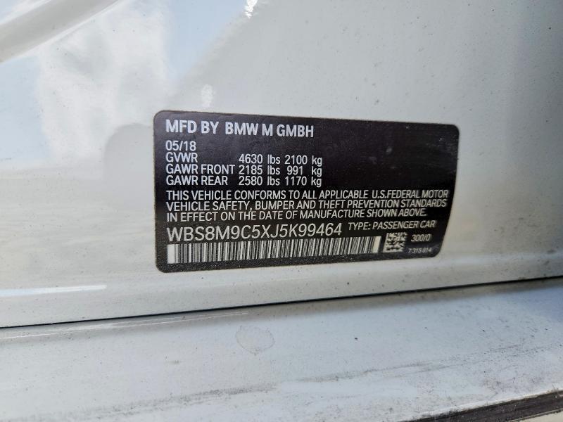 2018 Bmw M3 მანქანა იყიდება აუქციონზე, vin: WBS8M9C5XJ5K99464, აუქციონის ნომერი: 53235726