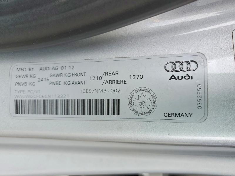 2012 Audi A7 მანქანა იყიდება აუქციონზე, vin: WAUWGCFC6CN113321, აუქციონის ნომერი: 53426626