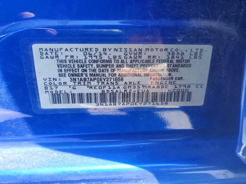 Aukcja sprzedaży 2014 Nissan Sentra, vin: 3N1AB7AP0EY271658, numer aukcji: 53214786