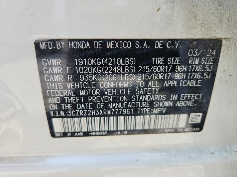 2024 Honda Hr-v მანქანა იყიდება აუქციონზე, vin: 3CZRZ2H3XRM777961, აუქციონის ნომერი: 52086306