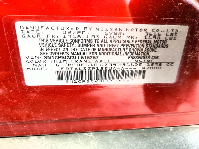 Aukcja sprzedaży 2020 Nissan Kicks, vin: 3N1CP5CV3LL515257, numer aukcji: 53244186