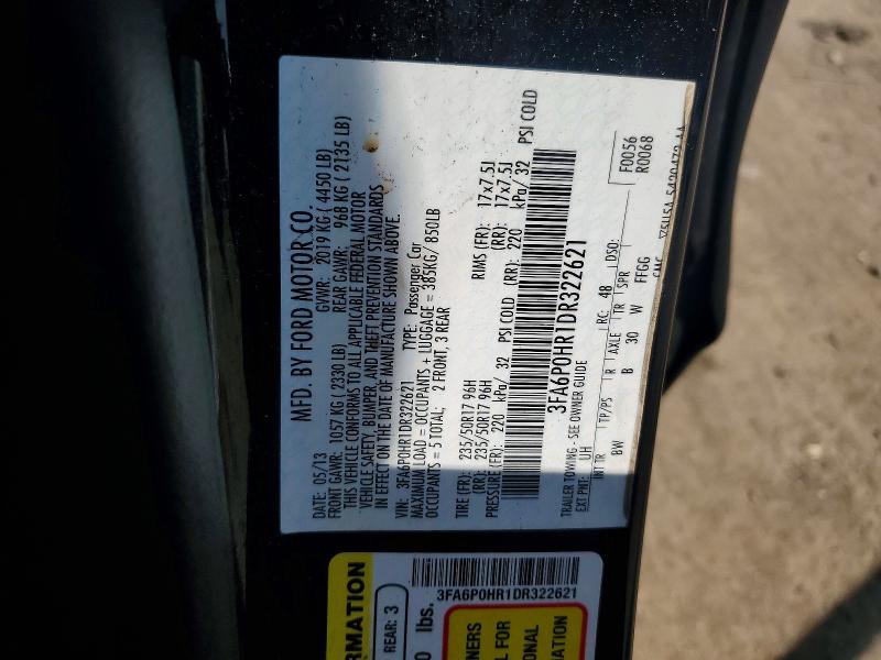 Продаж на аукціоні авто 2013 Ford Fusion, vin: 3FA6P0HR1DR322621, номер лоту: 52543726