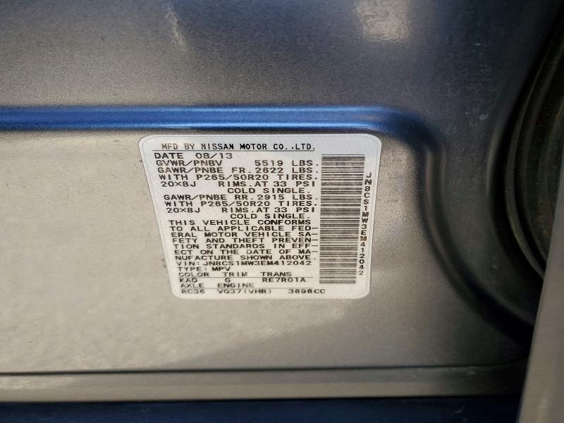 Aukcja sprzedaży 2014 Infiniti Qx70, vin: JN8CS1MW3EM412042, numer aukcji: 53027906