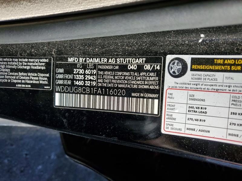 2015 Mercedes-benz S მანქანა იყიდება აუქციონზე, vin: WDDUG8CB1FA116020, აუქციონის ნომერი: 55072946