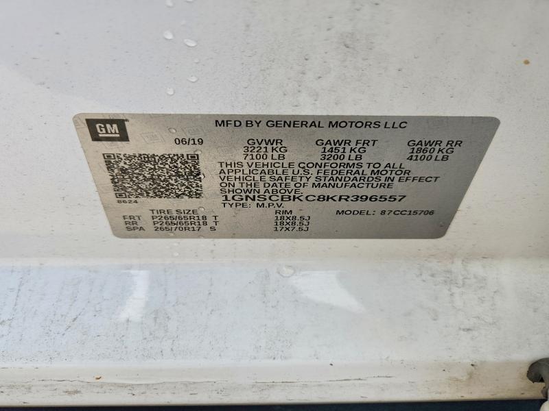 Продаж на аукціоні авто 2019 Chevrolet Tahoe, vin: 1GNSCBKC8KR396557, номер лоту: 52780846