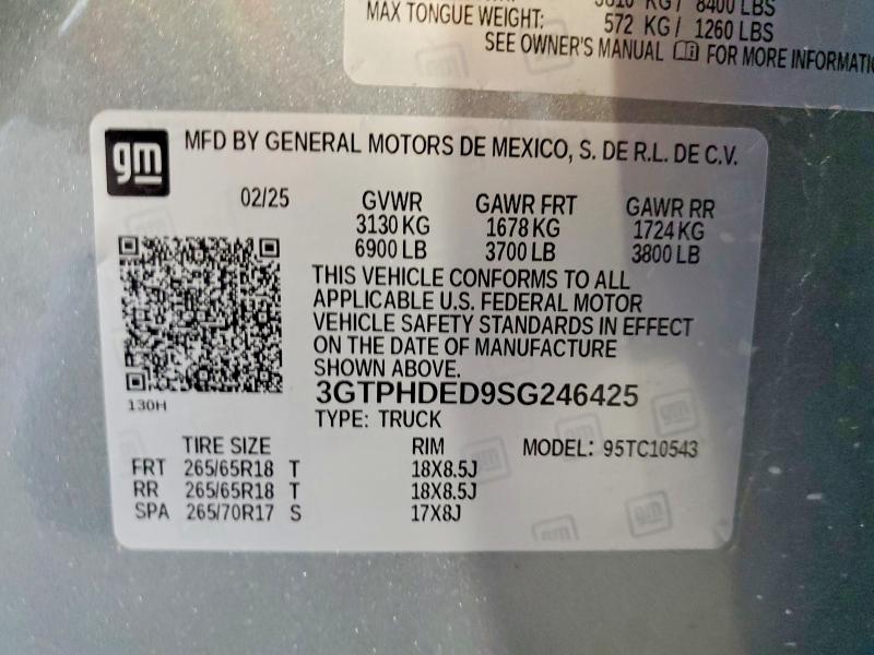 53221166 :رقم المزاد ، 3GTPHDED9SG246425 vin ، 2025 Gmc Sierra مزاد بيع