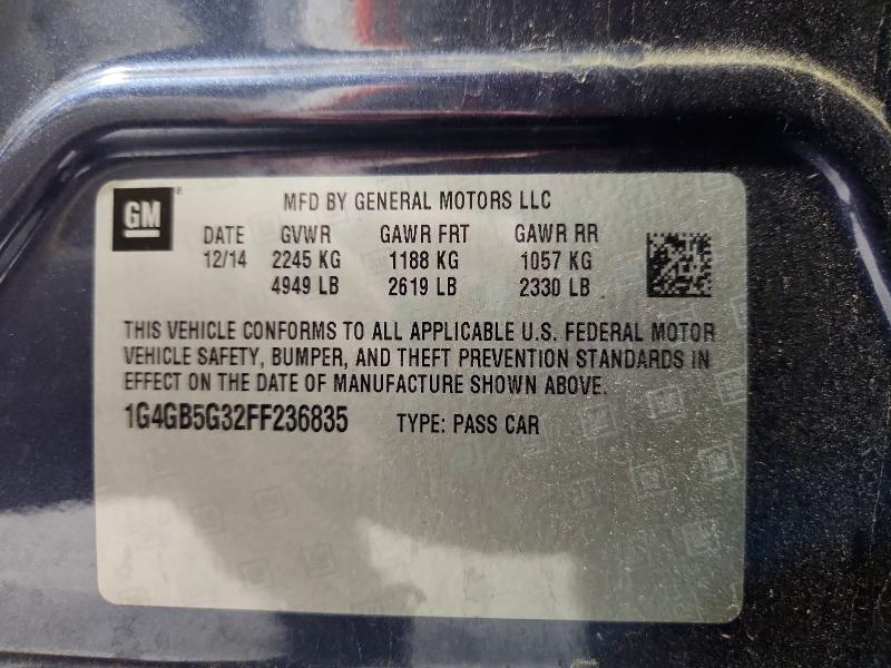 53525596 :رقم المزاد ، 1G4GB5G32FF236835 vin ، 2015 Buick Lacrosse مزاد بيع