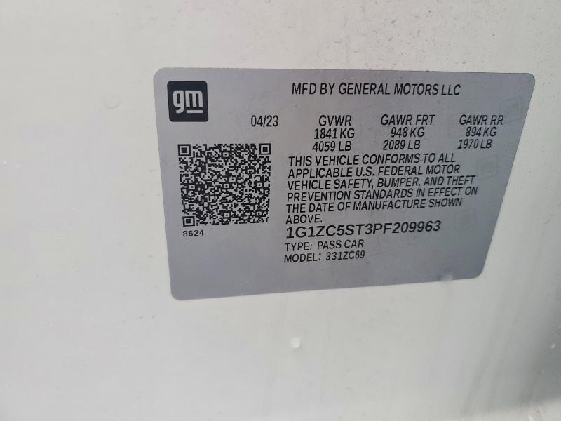 Продаж на аукціоні авто 2023 Chevrolet Malibu, vin: 1G1ZC5ST3PF209963, номер лоту: 53752476