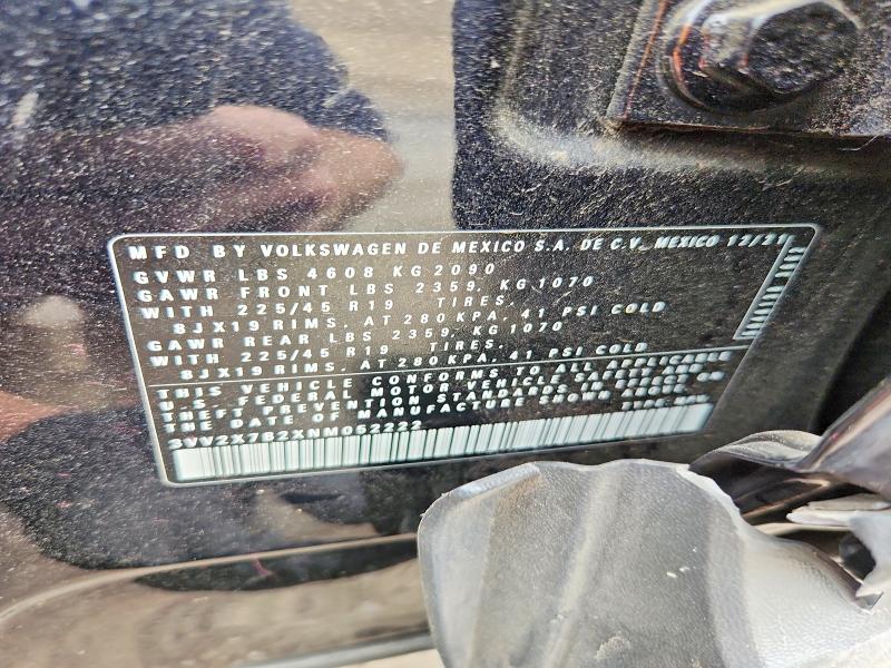 Aukcja sprzedaży 2022 Volkswagen Taos, vin: 3VV2X7B2XNM052222, numer aukcji: 54003946