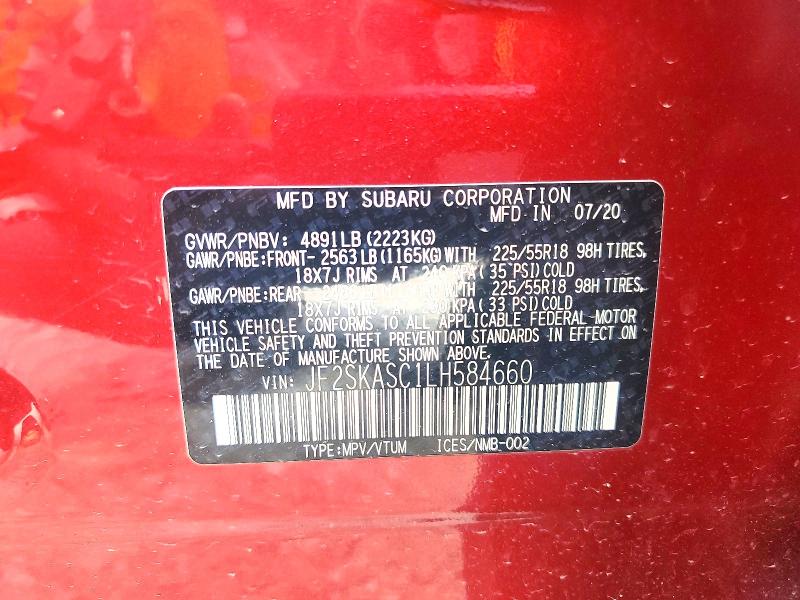 Aukcja sprzedaży 2020 Subaru Forester, vin: JF2SKASC1LH584660, numer aukcji: 51669356