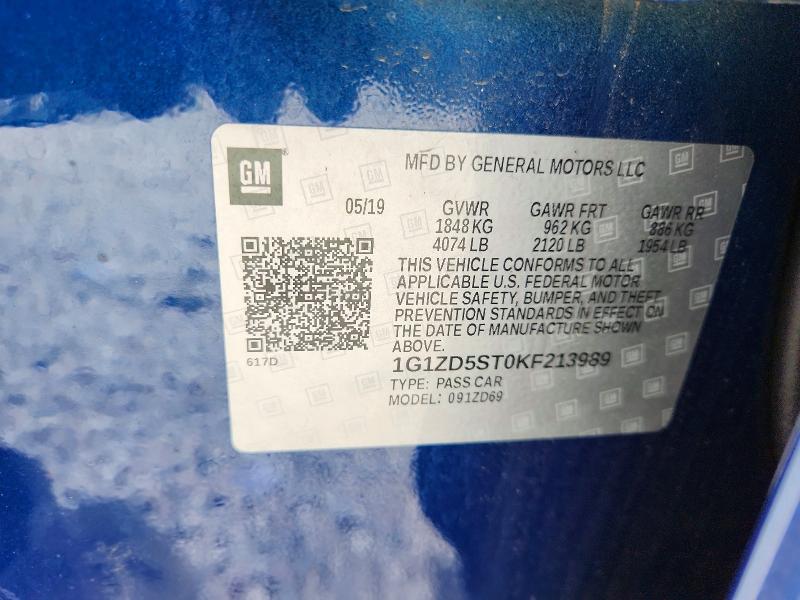 Продаж на аукціоні авто 2019 Chevrolet Malibu, vin: 1G1ZD5ST0KF213989, номер лоту: 53525806