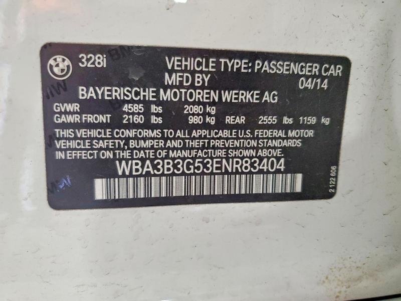 Aukcja sprzedaży 2014 Bmw 328, vin: WBA3B3G53ENR83404, numer aukcji: 51212366