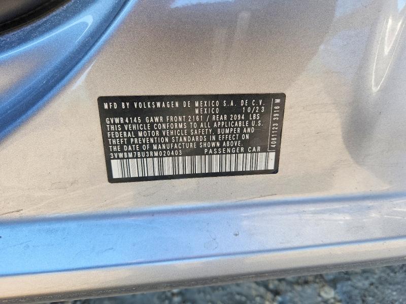 53394826 :رقم المزاد ، 3VWBM7BU3RM020403 vin ، 2024 Volkswagen Jetta مزاد بيع