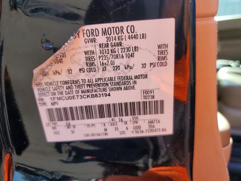 Продажа на аукционе авто 2012 Ford Escape, vin: 1FMCU0E73CKB83194, номер лота: 53714136