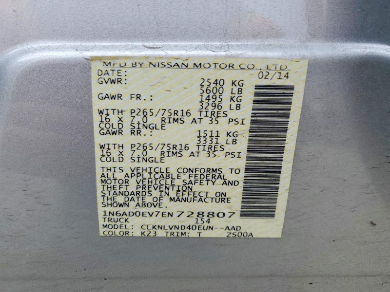 Aukcja sprzedaży 2014 Nissan Frontier, vin: 1N6AD0EV7EN728807, numer aukcji: 54379836