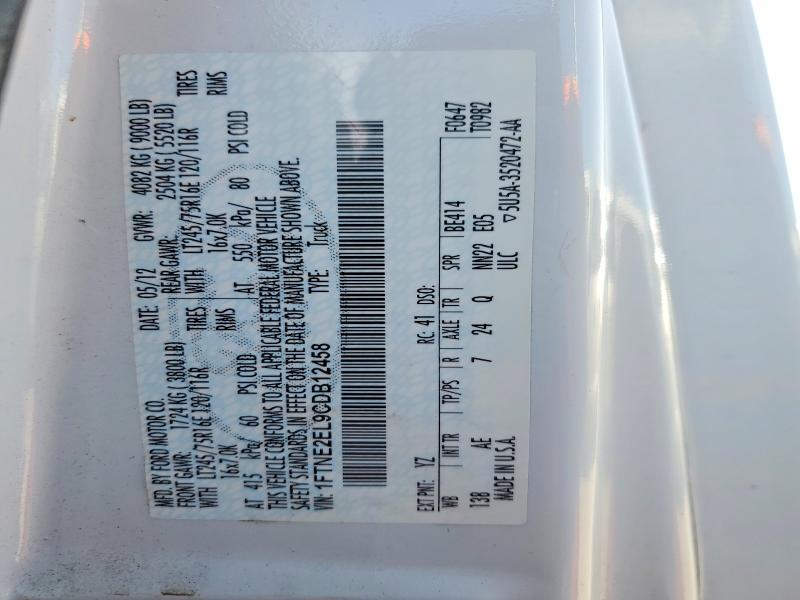 52208566 :رقم المزاد ، 1FTNE2EL9CDB12458 vin ، 2012 Ford Econoline مزاد بيع