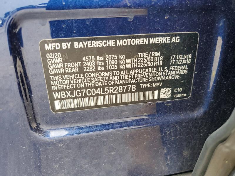 Aukcja sprzedaży 2020 Bmw X1, vin: WBXJG7C04L5R28778, numer aukcji: 54101336