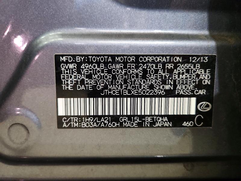 2014 Lexus Gs მანქანა იყიდება აუქციონზე, vin: JTHCE1BLXE5022396, აუქციონის ნომერი: 53093486