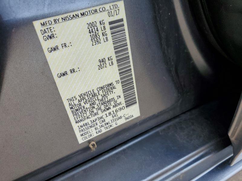 Aukcja sprzedaży 2017 Nissan Altima, vin: 1N4BL3AP3HC181690, numer aukcji: 51998086