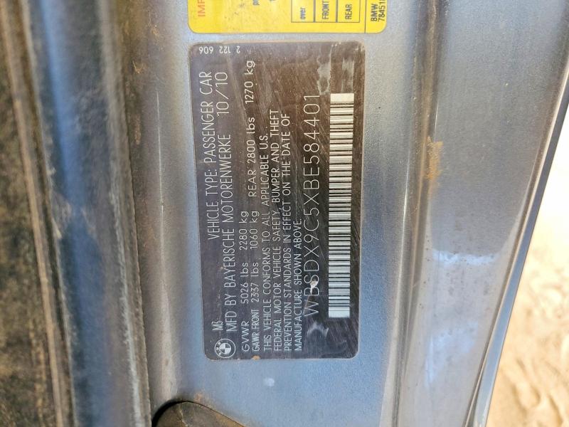 52270396 :رقم المزاد ، WBSDX9C5XBE584401 vin ، 2011 Bmw M3 مزاد بيع