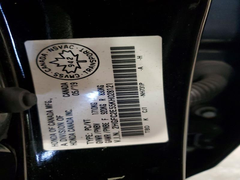 55408436 :رقم المزاد ، 2HGFC2E55KH028121 vin ، 2019 Honda Civic مزاد بيع