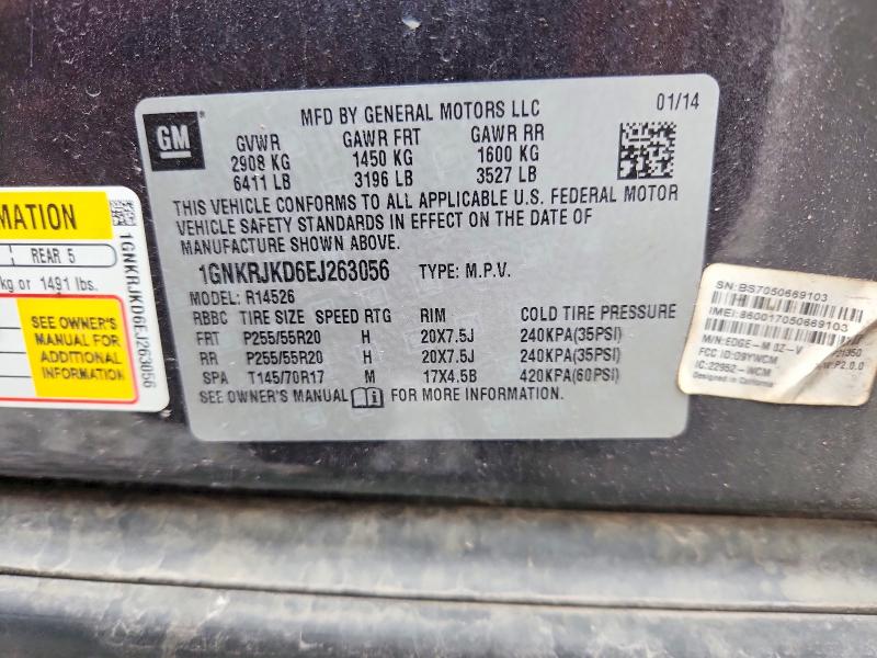 53384286 :رقم المزاد ، 1GNKRJKD6EJ263056 vin ، 2014 Chevrolet Traverse مزاد بيع