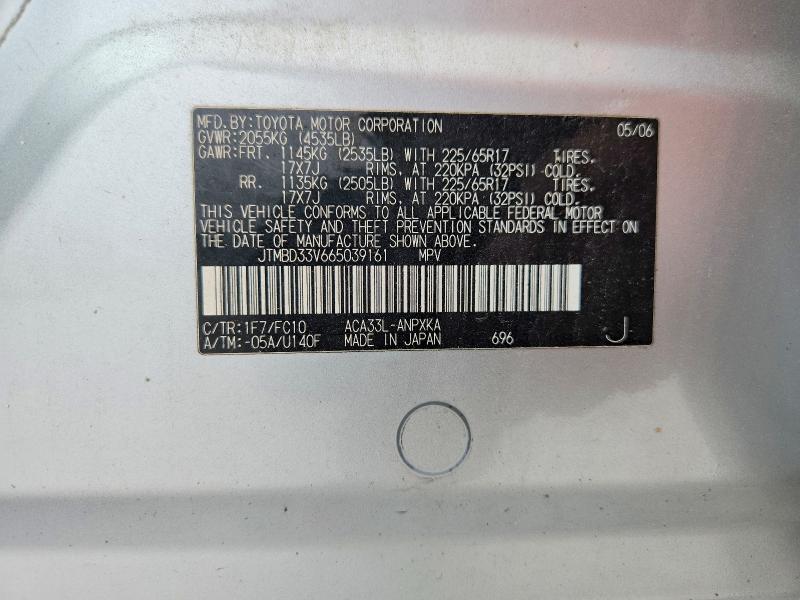 Aukcja sprzedaży 2006 Toyota Rav4, vin: JTMBD33V665039161, numer aukcji: 54304536