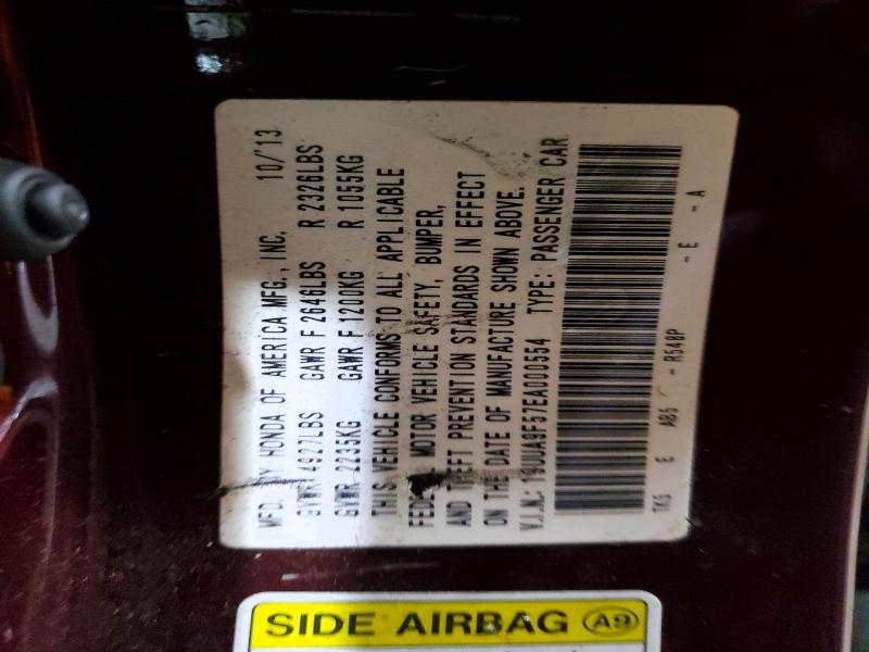 2014 Acura Tl მანქანა იყიდება აუქციონზე, vin: 19UUA9F57EA000554, აუქციონის ნომერი: 52552346