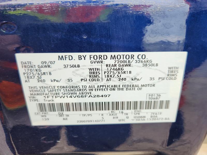54319796 :رقم المزاد ، 1FTPW14V68FA28497 vin ، 2008 Ford F150 مزاد بيع