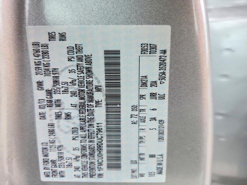 2013 Ford Escape მანქანა იყიდება აუქციონზე, vin: 1FMCU0H99DUC79611, აუქციონის ნომერი: 54661296