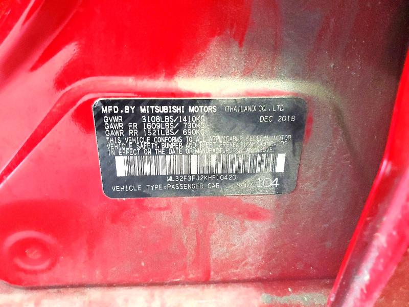 Продаж на аукціоні авто 2019 Mitsubishi Mirage, vin: ML32F3FJ2KHF10420, номер лоту: 52221276
