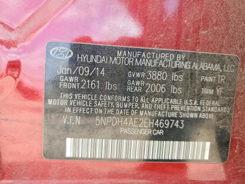 Aukcja sprzedaży 2014 Hyundai Elantra, vin: 5NPDH4AE2EH469743, numer aukcji: 53622846