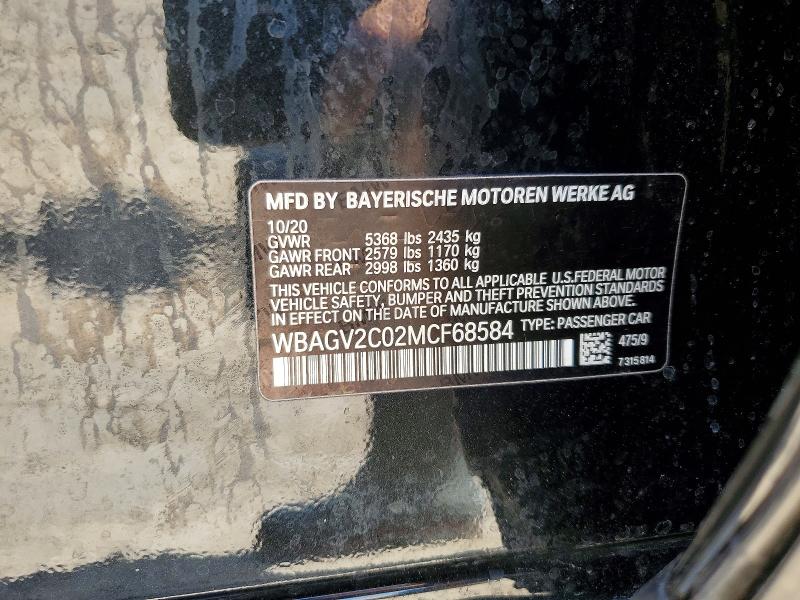 2021 Bmw 840i მანქანა იყიდება აუქციონზე, vin: WBAGV2C02MCF68584, აუქციონის ნომერი: 53019276
